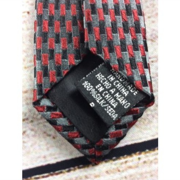 Crazy Horse Silk Neck Tie Hatch Check Geometric - Picture 5 of 5